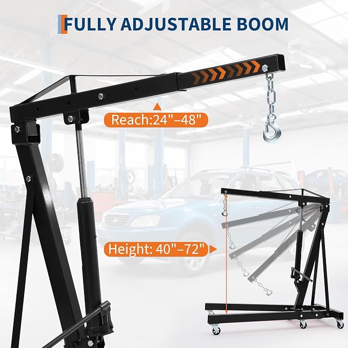 Engine Hoist Cherry Picker, 2 Ton Folding Hydraulic Engine Hoist - Image 3