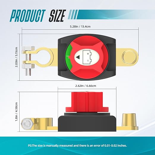 Top Post Battery Disconnect Switch, On/Off Battery Power Cut Off Switch 275A - Image 2