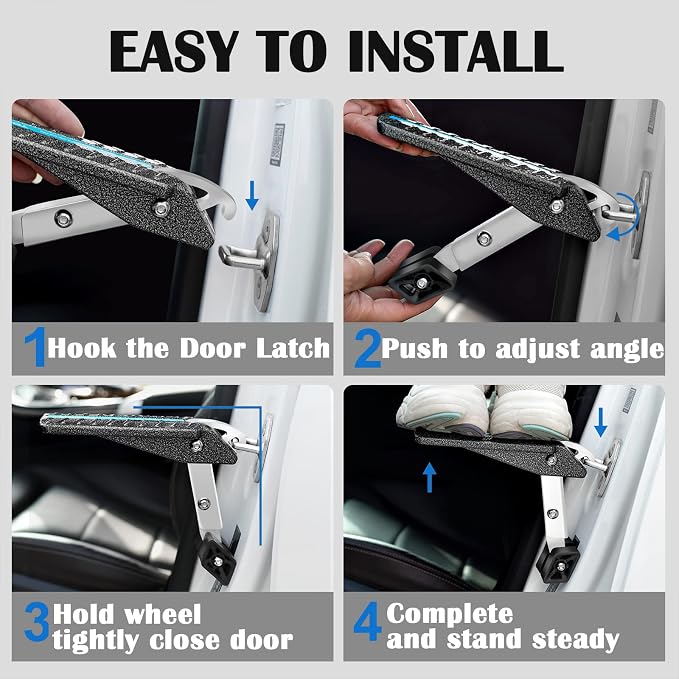 TOOENJOY Extra Protection Car Door Latch Step Both Feet Stand Pedal Ladder/No - Image 2