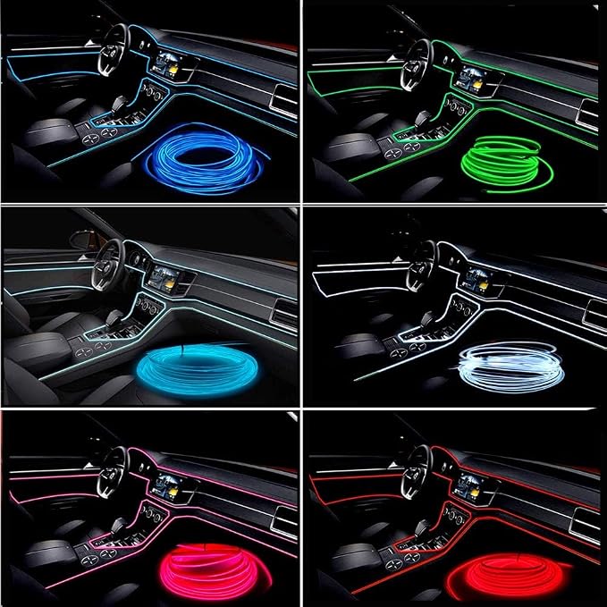El Wire Pink Interior Car LED Strip Lights, 3M Neon Wire USB 5V - Image 6