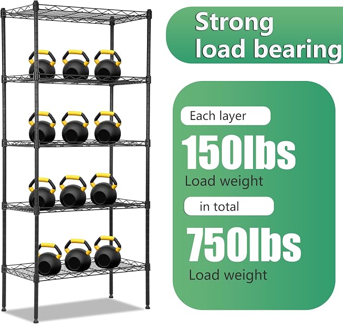 BestOffice Garage Shelving 5 Tier Metal Storage Shelves 750lbs Weight Capacity - Image 7