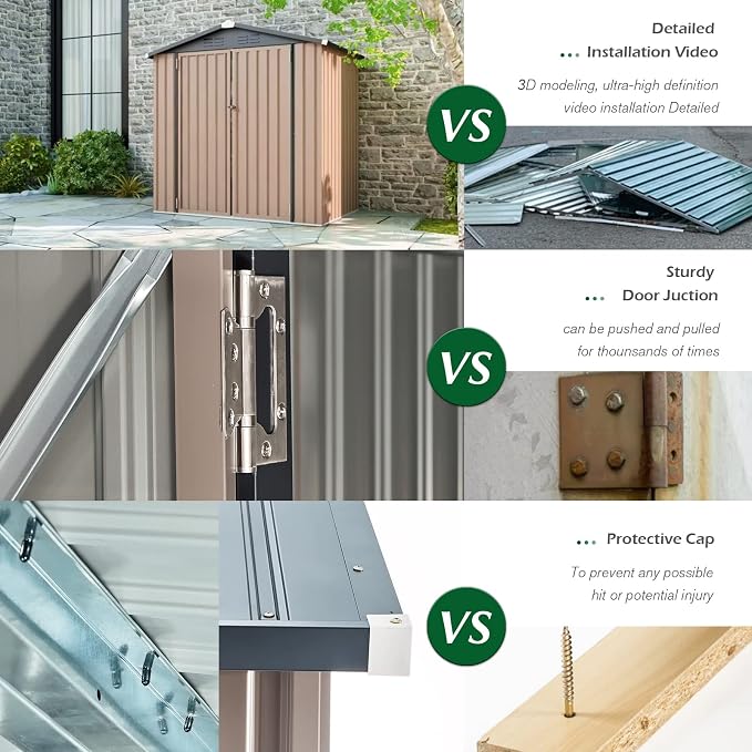 AECOJOY 7' x 7' Metal Storage Shed - Image 3