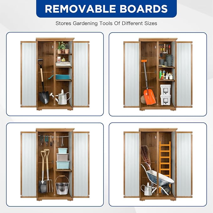 Outdoor Storage Cabinet Wood & Metal - Image 7