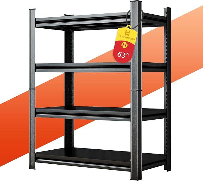 63''H Heavy Duty Metal Shelving Unit, 2000 lbs Total Capacity, Dual-Layer Column by HYMNXEMO