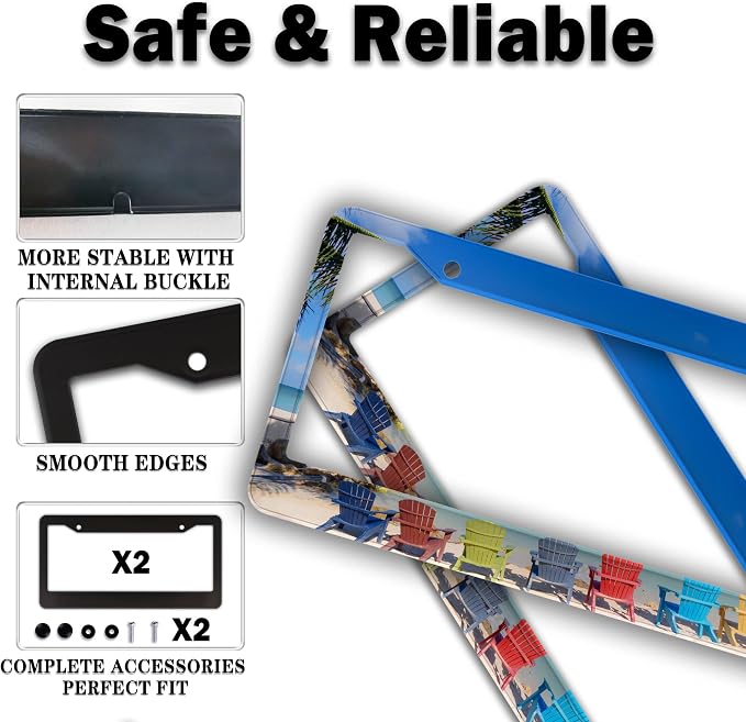 License Plate Frames License Plate Frame Beach Loungers Colorful Chairs in - Image 4