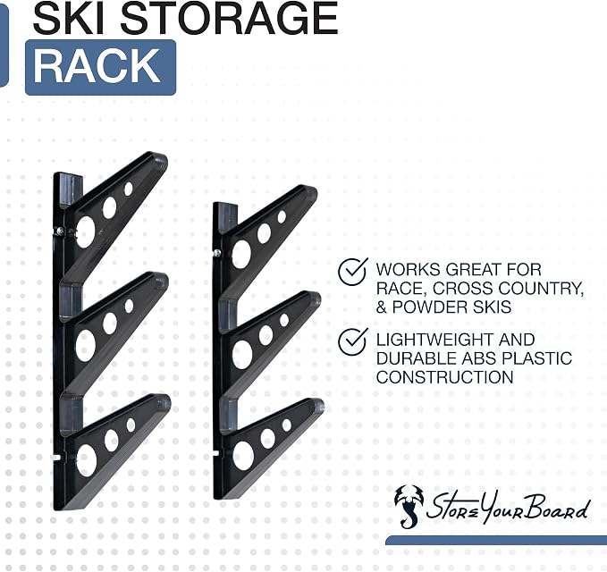 StoreYourBoard Ski Wall Rack – Horizontal Ski Rack Wall Mount, Holds 3 Pairs of - Image 2