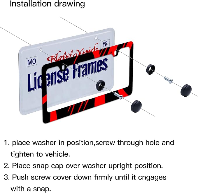 Stainless Steel Red Black License Plate Frame Red Metal License Plate Frame Car - Image 3