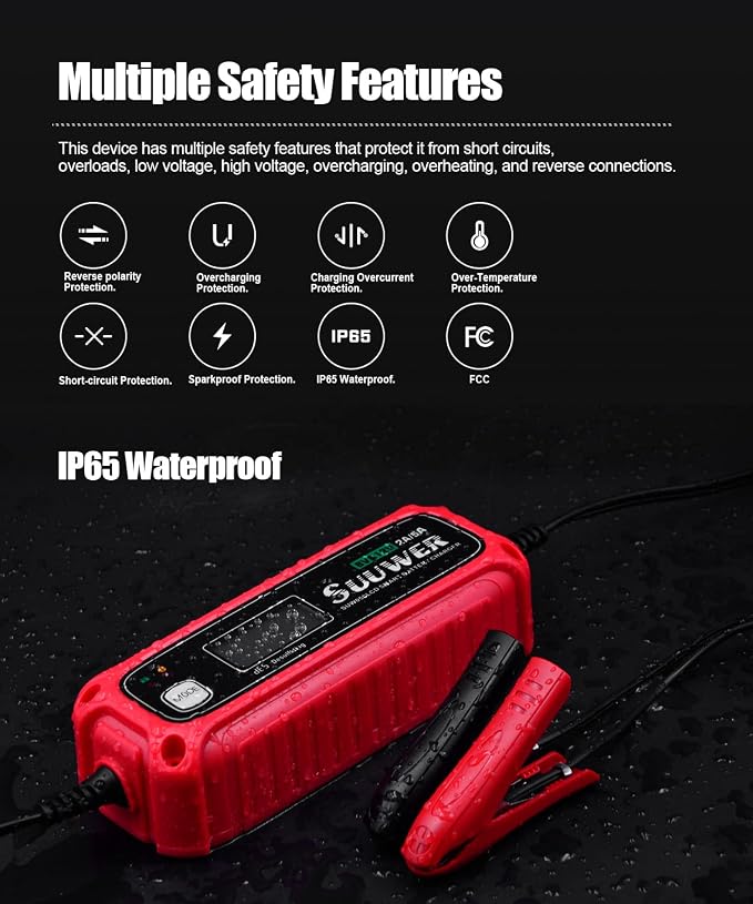 5-Amp High-Efficiency 6V&12V Smart Car Battery Charger, Battery Maintainer - Image 4