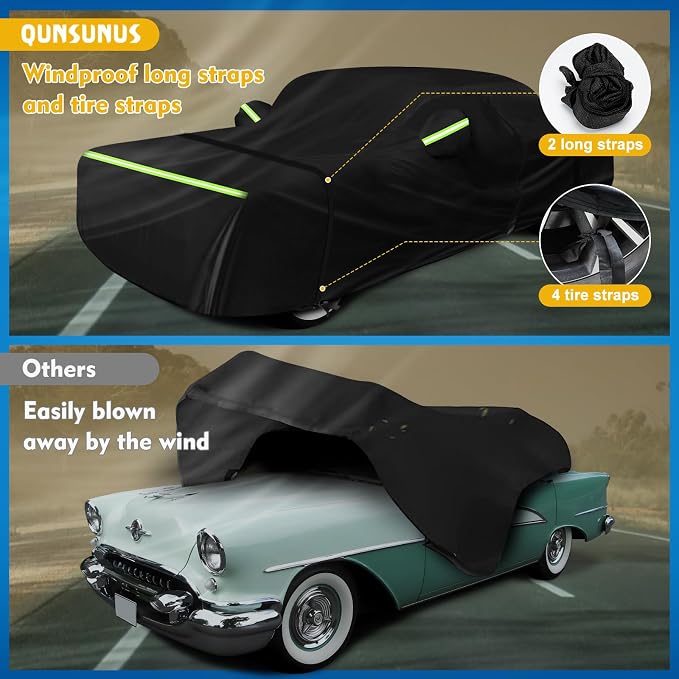 QUNSUNUS Waterproof Car Cover for Oldsmobile 88 1949-1958/1986-1999, Outdoor - Image 4