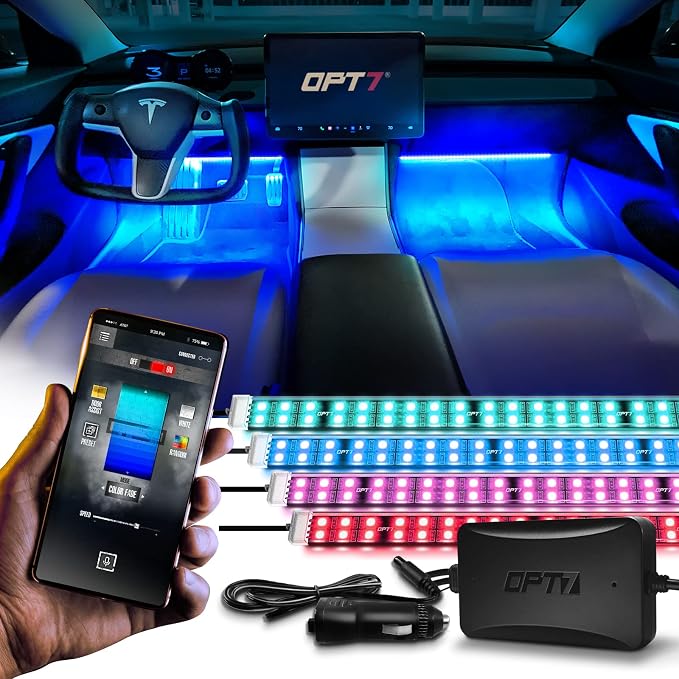 OPT7 Aura Pro 4PC Double LED Interior Car Strip Lights by OPT7