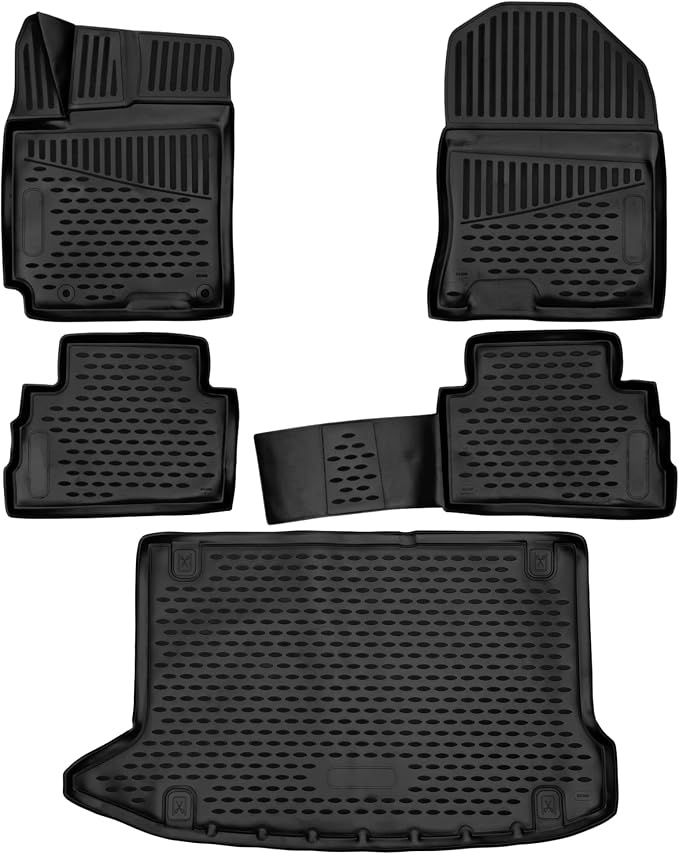 Fits 2018-2023 Hyundai Kona Floor Mats Front & 2nd Row Seat Liner and Cargo by R5+AUTOMOTIVE