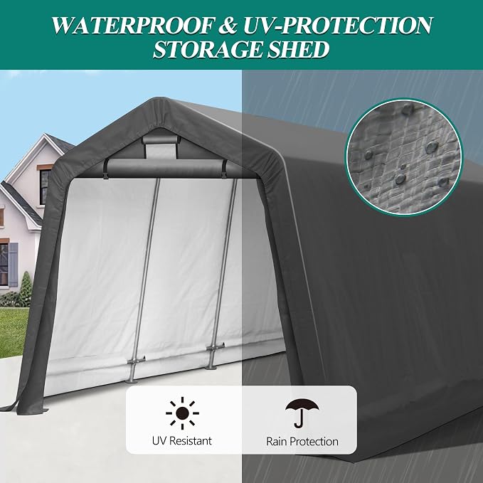 8' x 14' Outdoor Storage Shelter Shed- Heavy Duty Storage Tent - Image 4