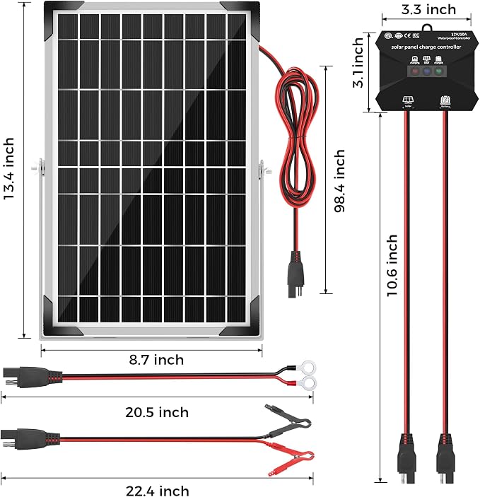 Solar Battery Trickle Charger: 10 Watt 12V Solar Panel Maintainer - Image 6