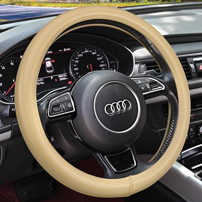 Haokay Heavy Duty Pure Cowhide Steering Wheel Cover SUV Car by HAOKAYAUTOPRODUCTS