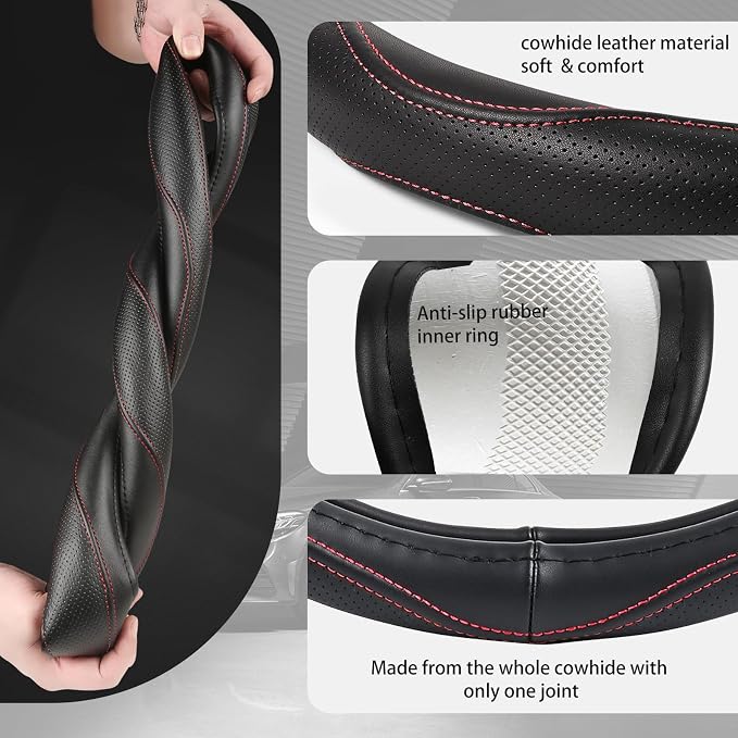 High-Grade Real Cowhide Steering Wheel Cover - Image 5
