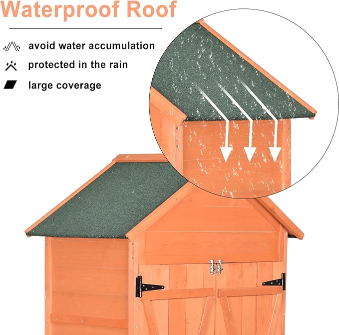 Wooden Tool Shed Large Outdoor Storage Cabinet & Garden Storage Shed - Image 3
