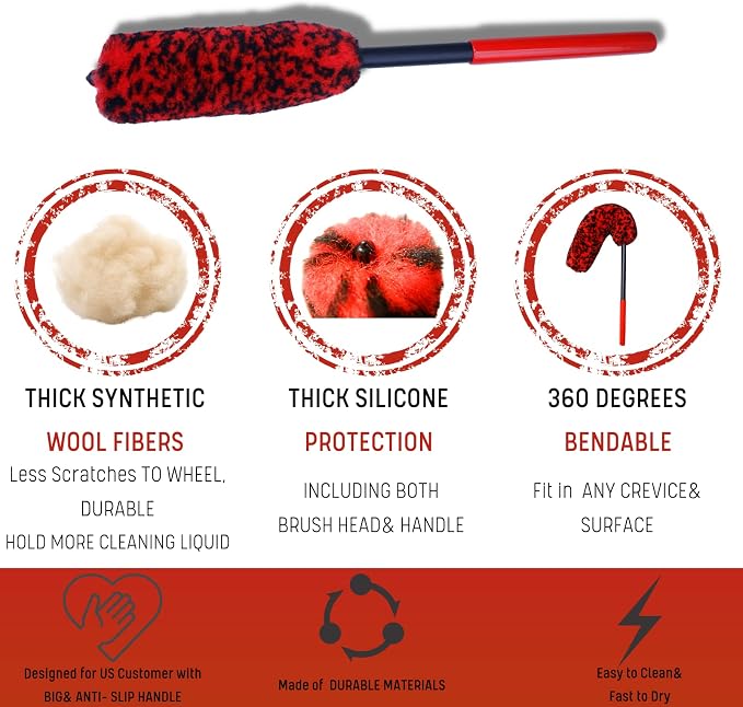 Professional 4 Pack Long Handle Wheel Brush Kit - Image 4