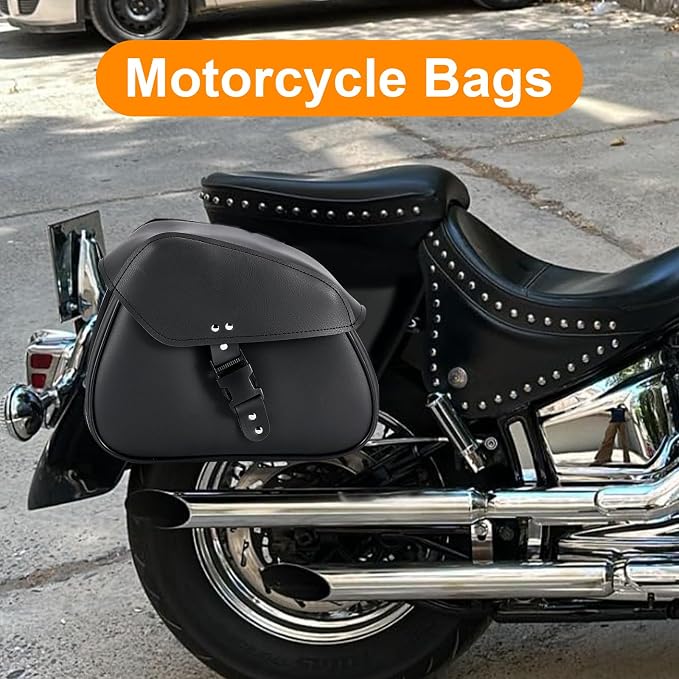 Motorcycle Saddle Bags Synthetic Leather Luggage Bag Waterproof Throw Over - Image 4