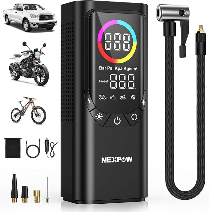 Tire Inflator Portable Air Compressor, NEXPOW 150PSI & 9000mAh Cordless Air Pump by NEXPOW