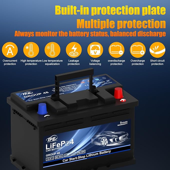 TPE Car Start-Stop Lithium Battery GROUP 48 12V 60AH Car Battery - Image 3