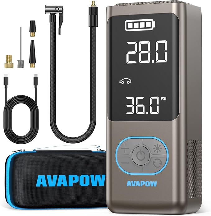 AVAPOW AP18 Tire Inflator Portable Air Compressor, 300% Faster 150 PSI Cordless by AVAPOW