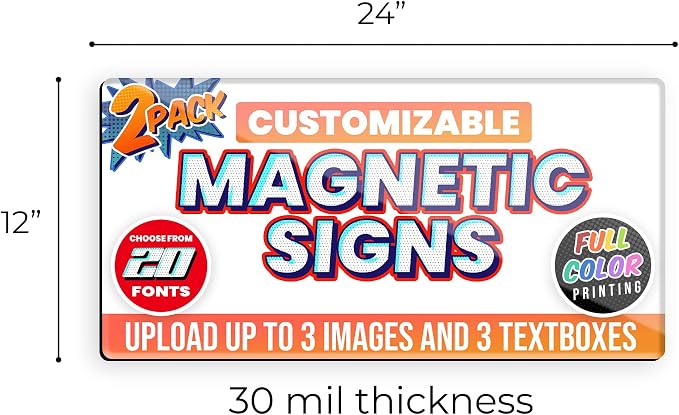2-Pack, 30 mil Customized Vinyl Car Magnets, Personalized Magnetic Sheets - Image 5