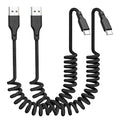 Car Carplay Cable 2Pack 3ft Coiled USB A to USB C Fast Charge Cord by Quickeep