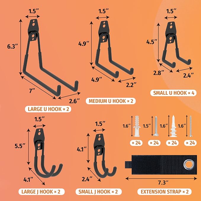 HUHOLE 14PC Garage Hooks Heavy Duty, Utility Garage Storage Hooks, Wall Mount - Image 5