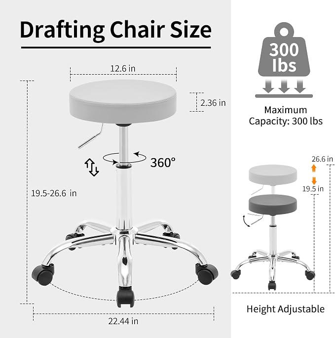 Drafting Stool, Adjustable Office Chair19.5’’-26.6’’ - Image 2
