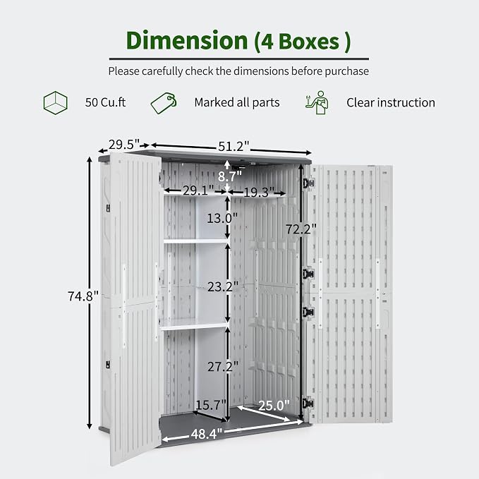 Macrout 50 Cu.Ft Plastic Outdoor Storage Cabinet - Image 3