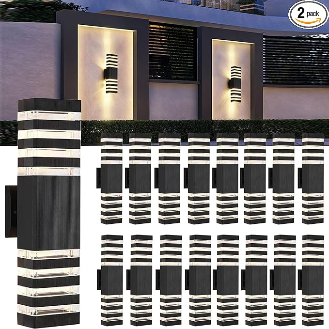 18inch LED Square Up & Down Wall Lights, 24W Outdoor Wall Light 4000K Day White by Yongjishun