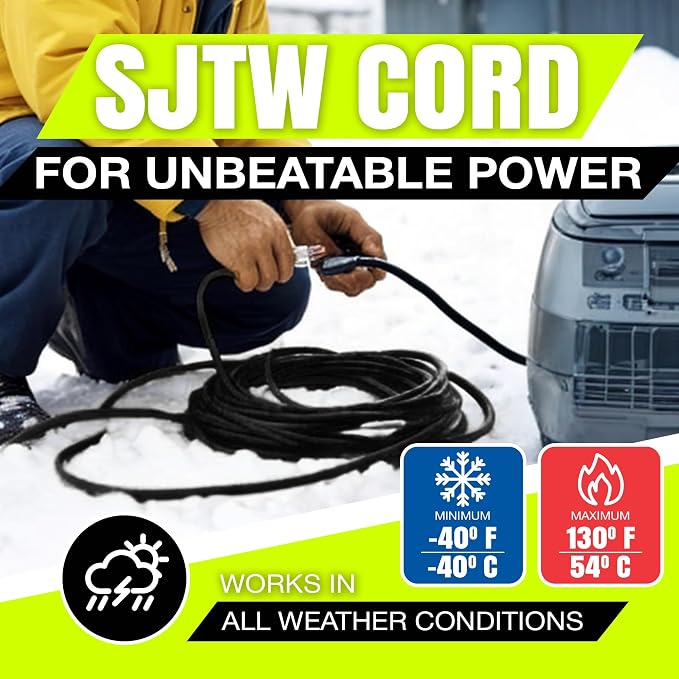 25ft Outdoor/Indoor Extension Cord 12/3 Gauge Extra Heavy Duty 3 Prong SJTW - Image 8