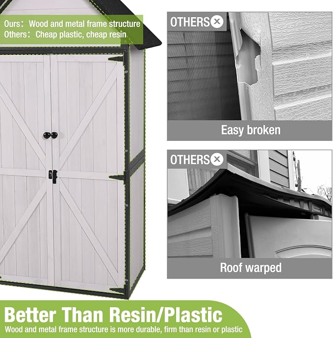 GUTINNEEN Sheds Outdoor Storage Wooden Garden Tool Shed - Image 4