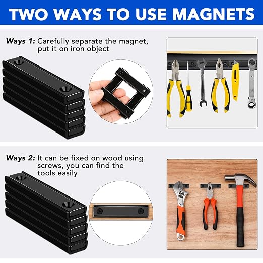 MIKEDE 12 Pack Neodymium Bar Magnets, 70LB Strong Rare Earth Mounting Magnet - Image 4