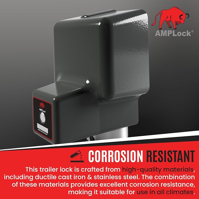 AMPLock - U-BRU2516 2 5/16" Heavy Duty Ball Coupler Lock - Square Edge Design - - Image 6