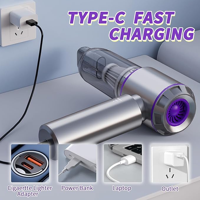 Handheld Car Vacuum Cleaner Cordless, 21000Pa High Power Hand Held 3-Speed - Image 4
