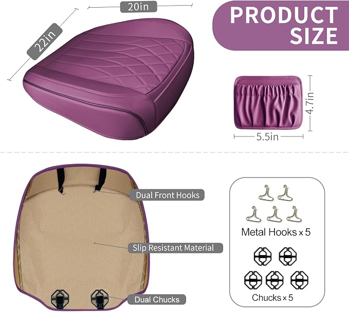 2 Pack Leather Front Car Seat Cover Bottom Car Seat, Universal Anti-Slip Driver - Image 2