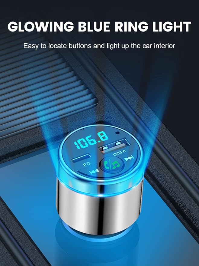 FM Transmitter for Bluetooth 5.3, PD 30W & QC3.0 18W Fast Car Charger, Wireless - Image 6