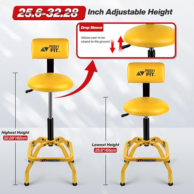 Shop Stool with Backrest, Mechanic Garage Stool - Image 2
