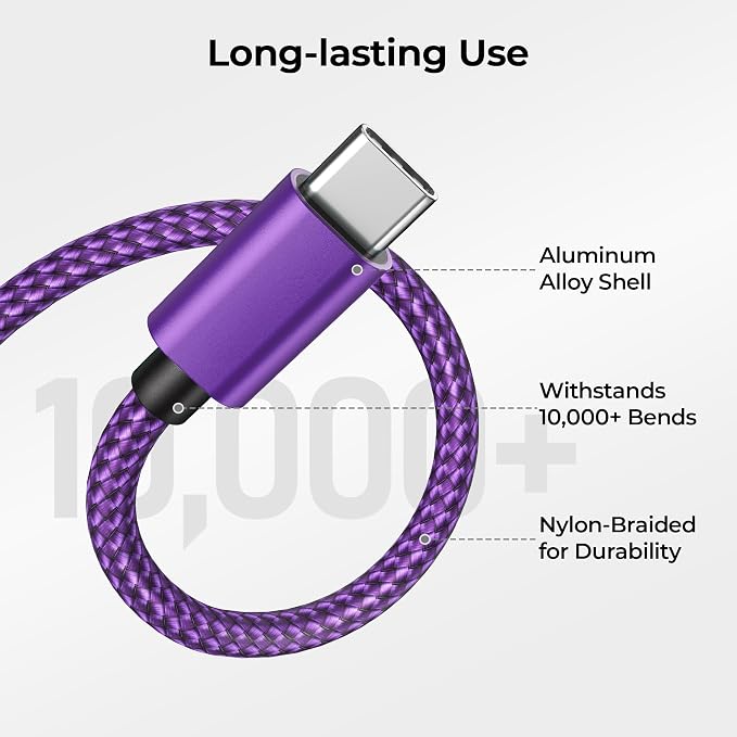 Basesailor USB Type C Charger Cable 3-Pack 3.3/6.6/10FT, Charging Cord - Image 3