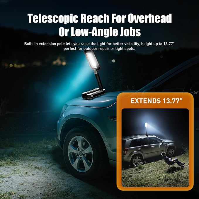 Rechargeable Work Light with Magnetic Base, 1200 Lumens LED Work Light - Image 4