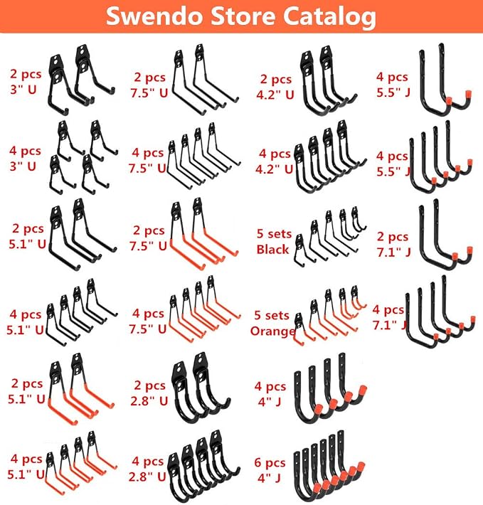 Wall Mount Utility Hooks Heavy Duty Steel Garage Storage Hanger Multi-Tools - Image 6