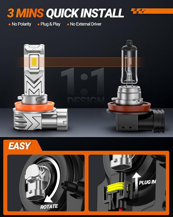SEALIGHT H11/H16/H8 LED Fog Light Bulb, 000 Lumens 6500K White Light, 800% - Image 3