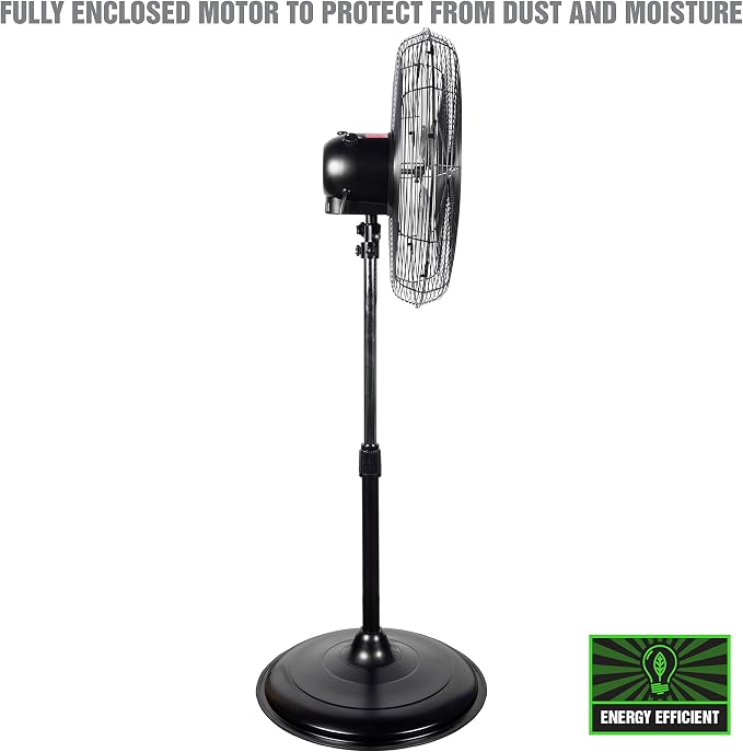 OEMTOOLS OEM24871 20" Oscillating Pedestal Fan, Adjustable Height - Image 4