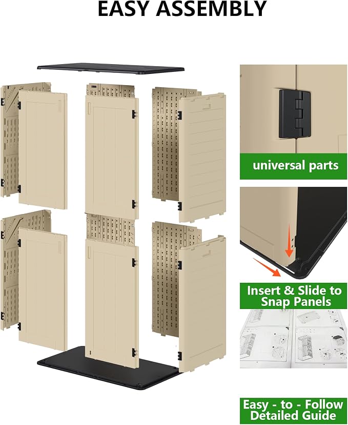 60 Cu.Ft Vertical Outdoor Storage Shed, Weatherproof Outdoor Tall Cabinet - Image 7