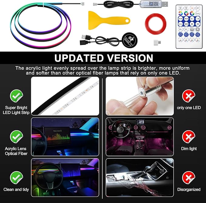 Dream+Color Acrylic Interior Car LED Strip Light - Image 6