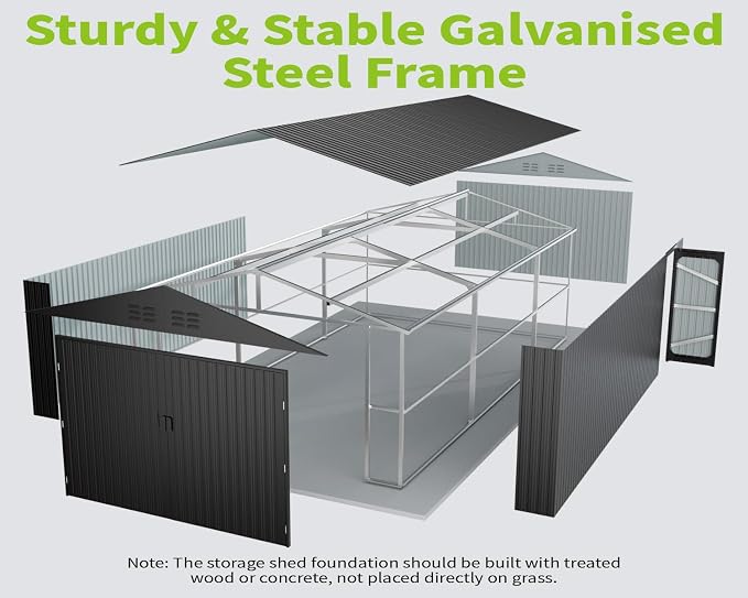 20 x 13 FT Outdoor Storage Shed, Large Metal Garden Shed - Image 9