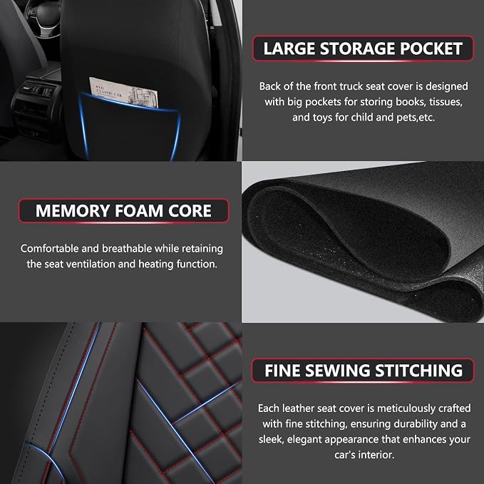 BABYBLU Chevy Chevrolet Silverado GMC Sierra Car Seat Covers Fit 2007-2023 2024 - Image 7