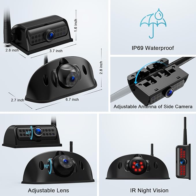 Fookoo HD 10" Wireless 4 RV Backup Camera System - Image 3