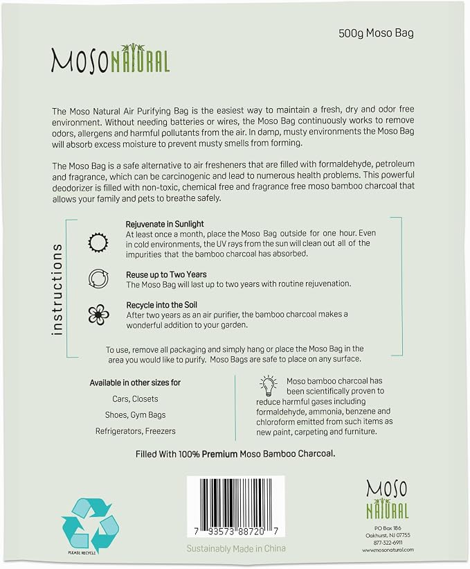 Moso Natural Air Purifying Bag 500g Premium Bamboo Charcoal Odor Absorber - Image 2
